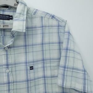 Fish Hippie Shirt Mens XXL Blue Plaid Rumfront Collection Stretch Outdoor